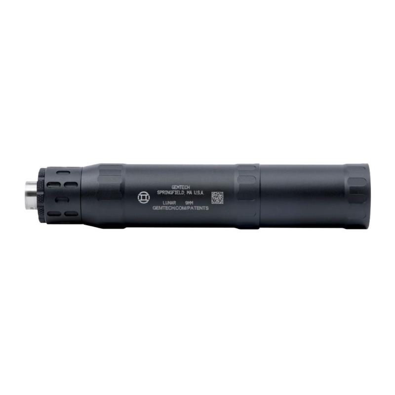 Gemtech LUNAR 9 Aluminum Pistol Suppressor 9mm Luger Black Compatible with all GM-9 mounting options